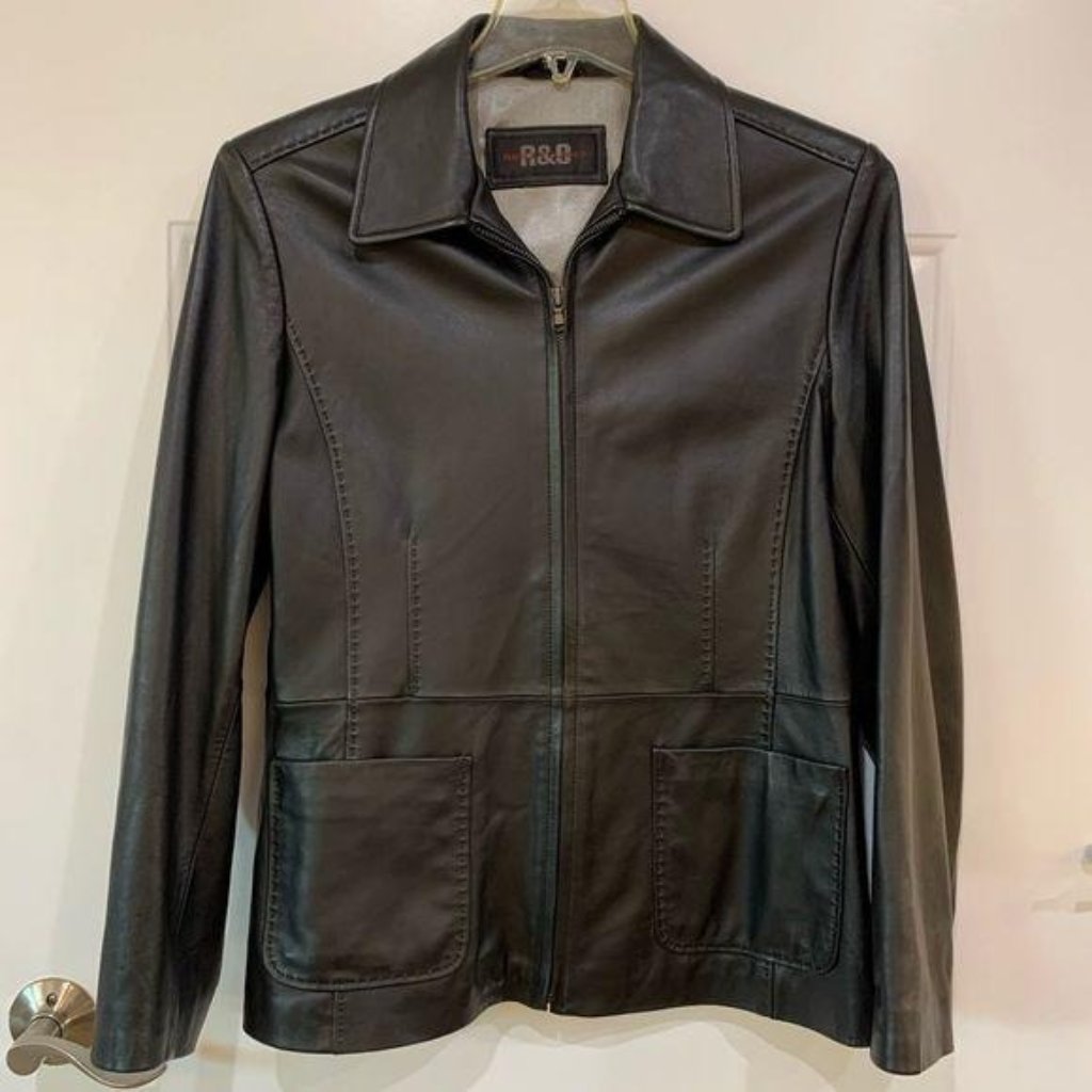 Reilly Olmes RO Leather Fitted Zip Jacket Sz L